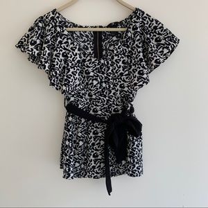 NEW H&M Animal Print Top with Belt Size 2